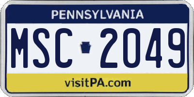 PA license plate MSC2049