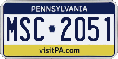 PA license plate MSC2051