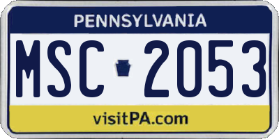 PA license plate MSC2053