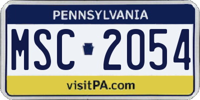PA license plate MSC2054