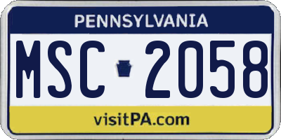 PA license plate MSC2058