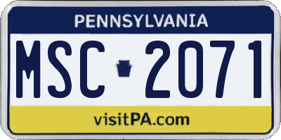 PA license plate MSC2071