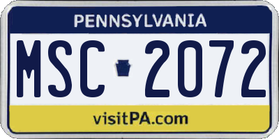 PA license plate MSC2072