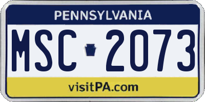 PA license plate MSC2073