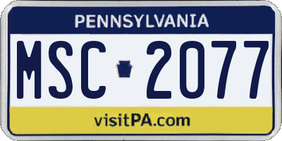 PA license plate MSC2077