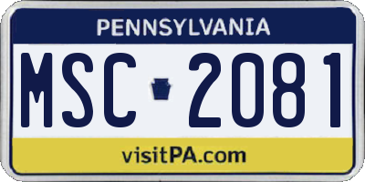 PA license plate MSC2081