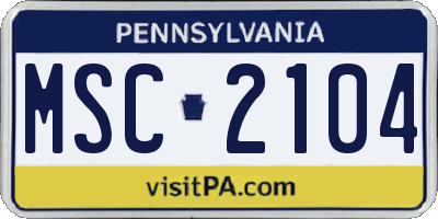 PA license plate MSC2104