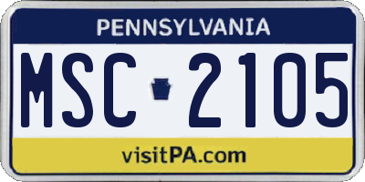 PA license plate MSC2105