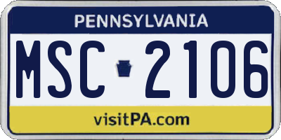 PA license plate MSC2106