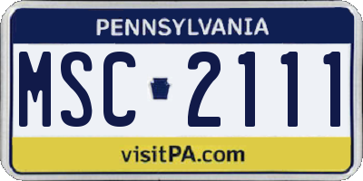 PA license plate MSC2111