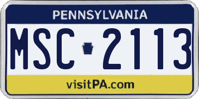 PA license plate MSC2113
