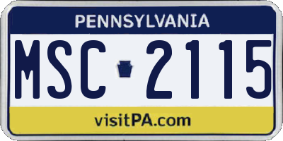 PA license plate MSC2115