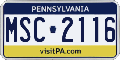PA license plate MSC2116