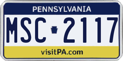 PA license plate MSC2117