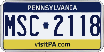 PA license plate MSC2118