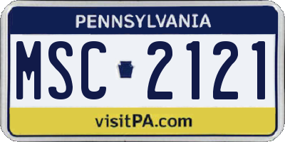 PA license plate MSC2121