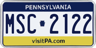 PA license plate MSC2122