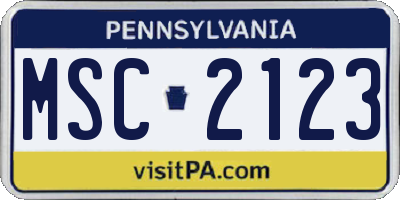 PA license plate MSC2123