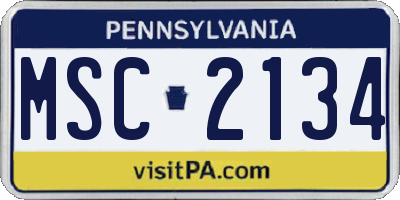 PA license plate MSC2134