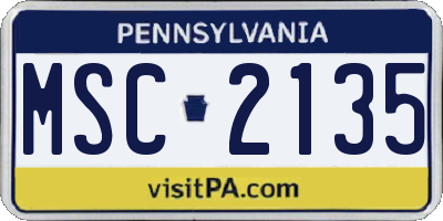 PA license plate MSC2135