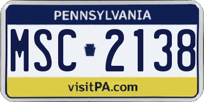 PA license plate MSC2138