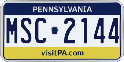 PA license plate MSC2144