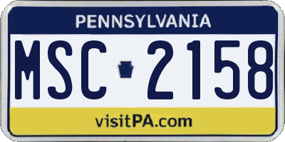 PA license plate MSC2158