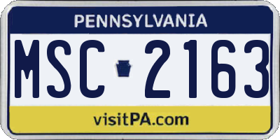 PA license plate MSC2163
