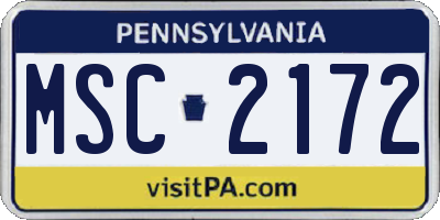PA license plate MSC2172