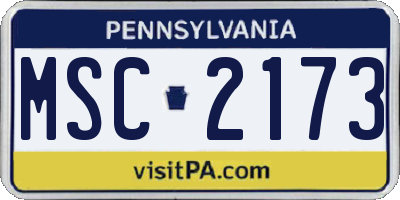 PA license plate MSC2173