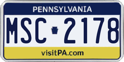 PA license plate MSC2178