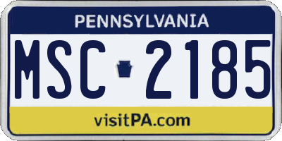 PA license plate MSC2185