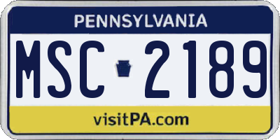 PA license plate MSC2189