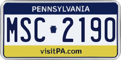 PA license plate MSC2190
