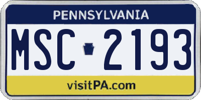 PA license plate MSC2193