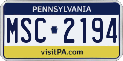 PA license plate MSC2194