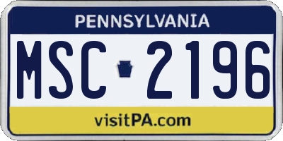 PA license plate MSC2196