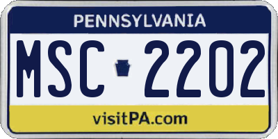 PA license plate MSC2202