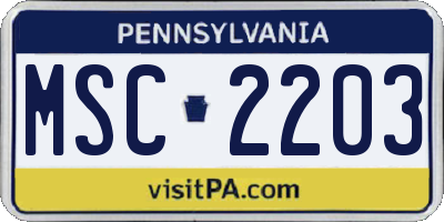 PA license plate MSC2203