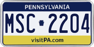 PA license plate MSC2204