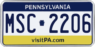 PA license plate MSC2206