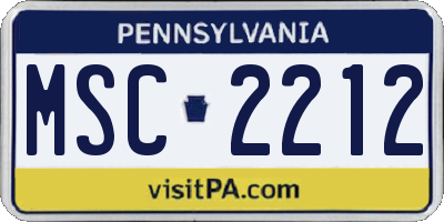 PA license plate MSC2212