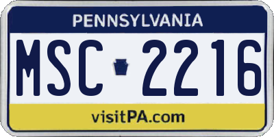 PA license plate MSC2216