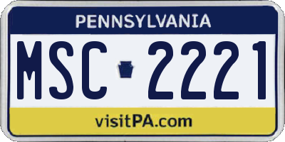 PA license plate MSC2221
