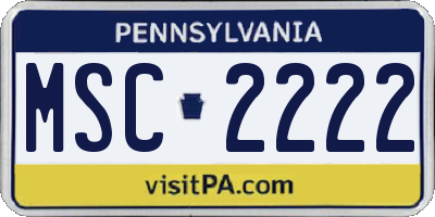 PA license plate MSC2222