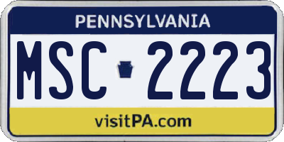 PA license plate MSC2223