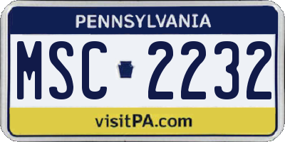 PA license plate MSC2232