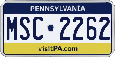 PA license plate MSC2262