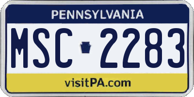 PA license plate MSC2283