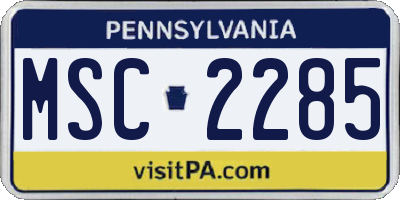 PA license plate MSC2285